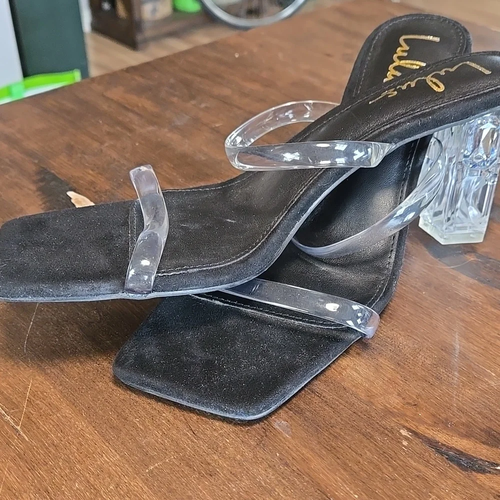 Lulu's Black and Clear Women's Heels